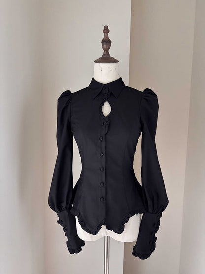 Sleeves Gothic Lolita Shirt Long Black