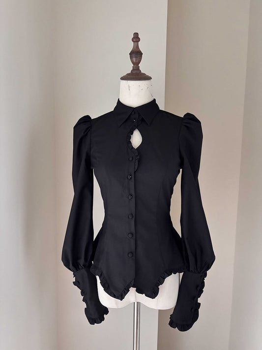 Sleeves Gothic Lolita Shirt Long Black