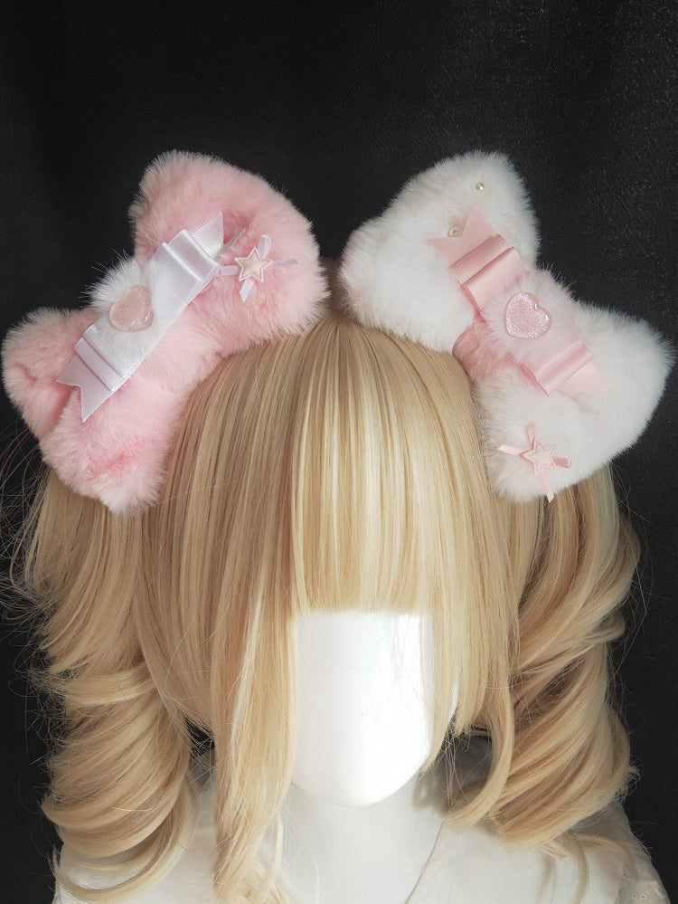 Plush Options Bowknot Decorated 3 Color Star Hairclip