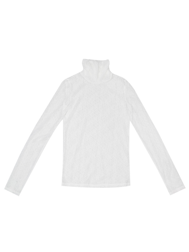 White Semi-Sheer Lace Long Sleeve Top