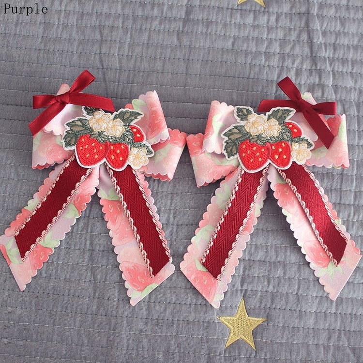 Pink/Blue/Green/Purple Hairclips Design Strawberry Bowknot