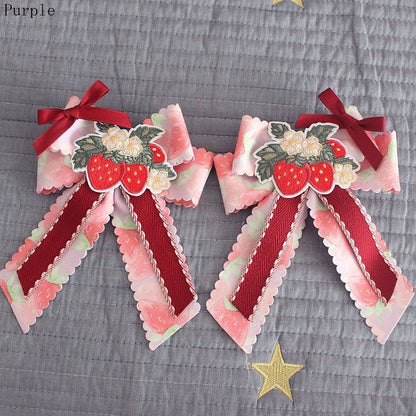 Pink/Blue/Green/Purple Hairclips Design Strawberry Bowknot