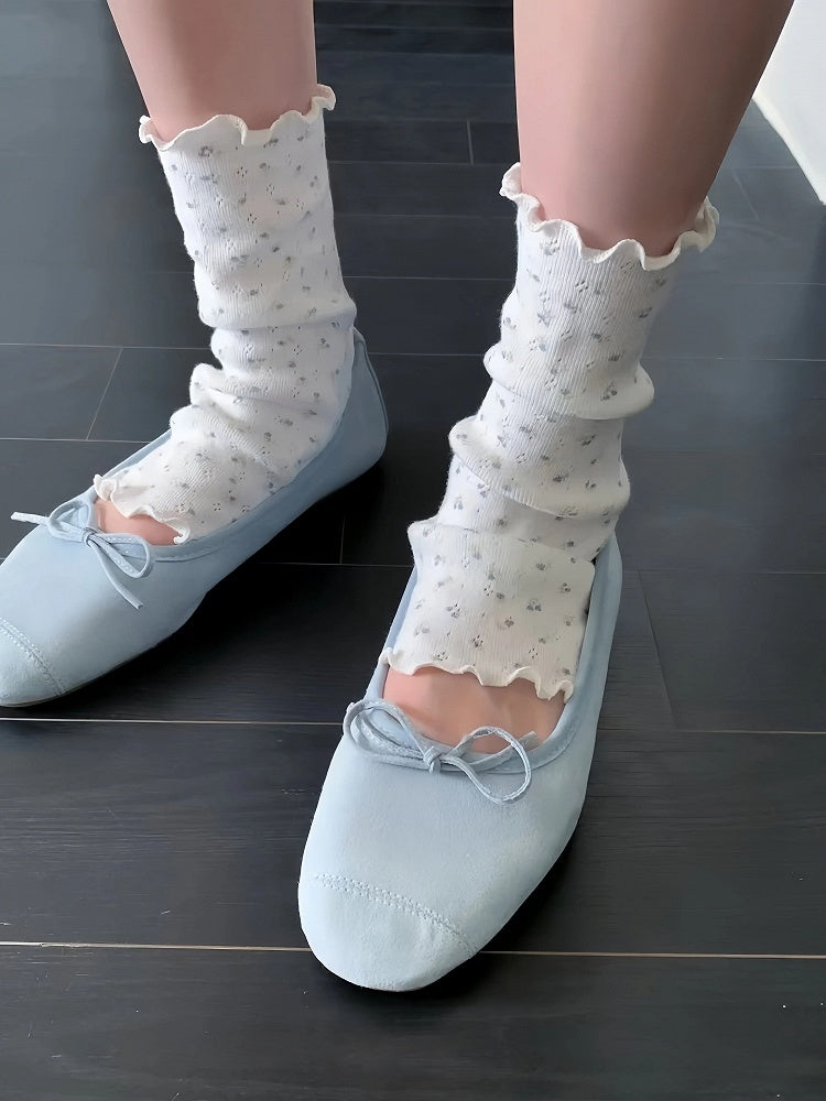 (Multiple Ruffled Floral Footless Leg Soft Ditsy Warmers Colors)