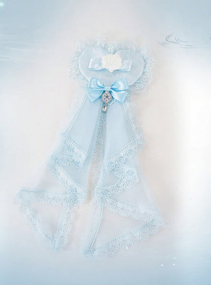 Blue Heart Shell Brooch Sweet Lolita Pin - Mewroco