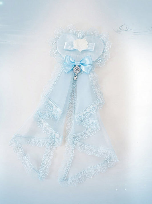 Blue Heart Shell Brooch Sweet Lolita Pin - Mewroco