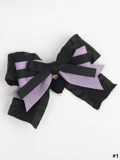 Lolita Hairclip Sweet-edgy Black Bow Purple Options 5
