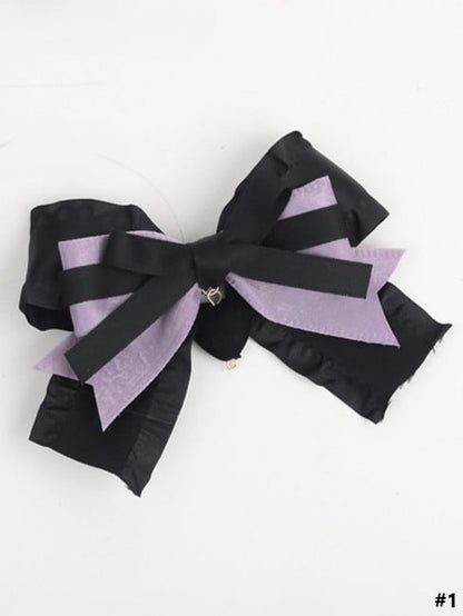 Lolita Hairclip Sweet-edgy Black Bow Purple Options 5