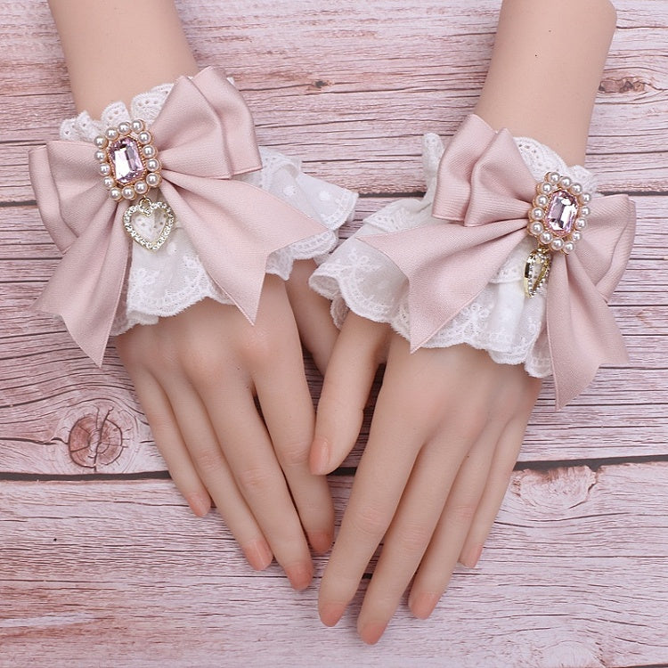 Kei Bowknot Wrist Options Jirai Heart Cuffs Charm 4 Color Lace Rhinestone