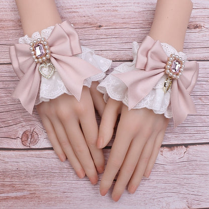 Kei Bowknot Wrist Options Jirai Heart Cuffs Charm 4 Color Lace Rhinestone