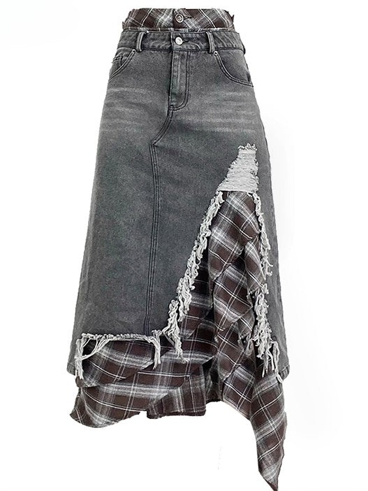 Glamorous Trim Pattern Gary Plaid Bittersweet Distress