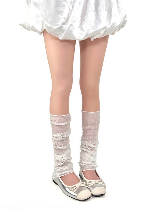 Tulle Warmers Ruffled Thin White Loose Leg