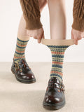 Colors Socks 4 Pattern Striped Maillard Cotton Style