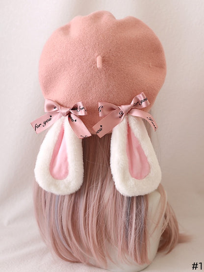 Cute Lolita of Options Berets Bunny Plush Droopy-Eared 2