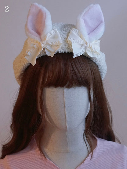 Details Hat 2 Bowknot Beret Options Bunny Ear