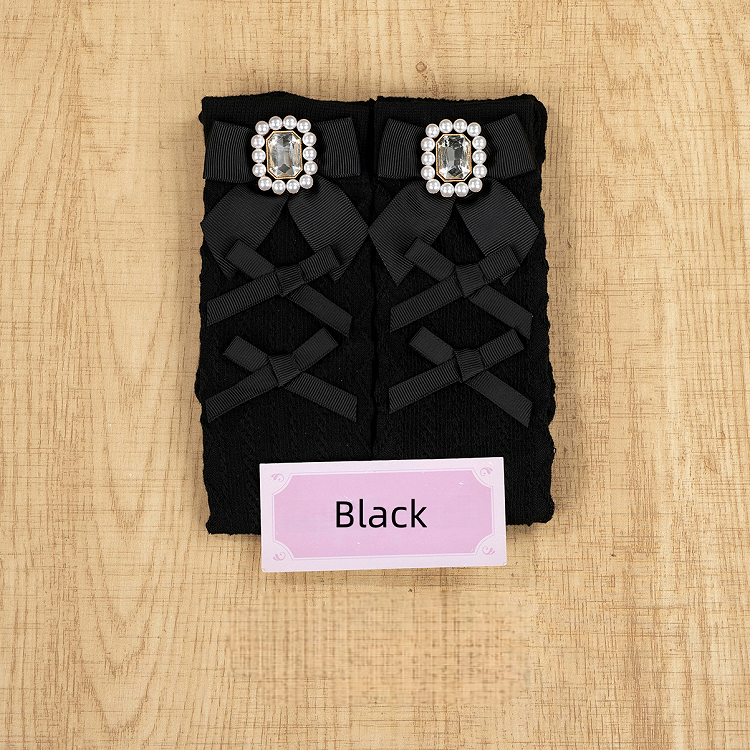 with Square 6 Jirai Rhinestone Socks Decoration Bow Calf Kei Colors