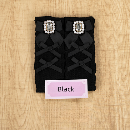 with Square 6 Jirai Rhinestone Socks Decoration Bow Calf Kei Colors