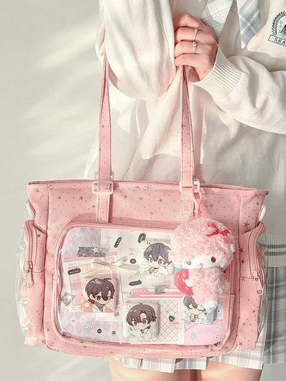 Style Pink Otaku Kawaii Pattern Ita Design Handbag Star-shaped