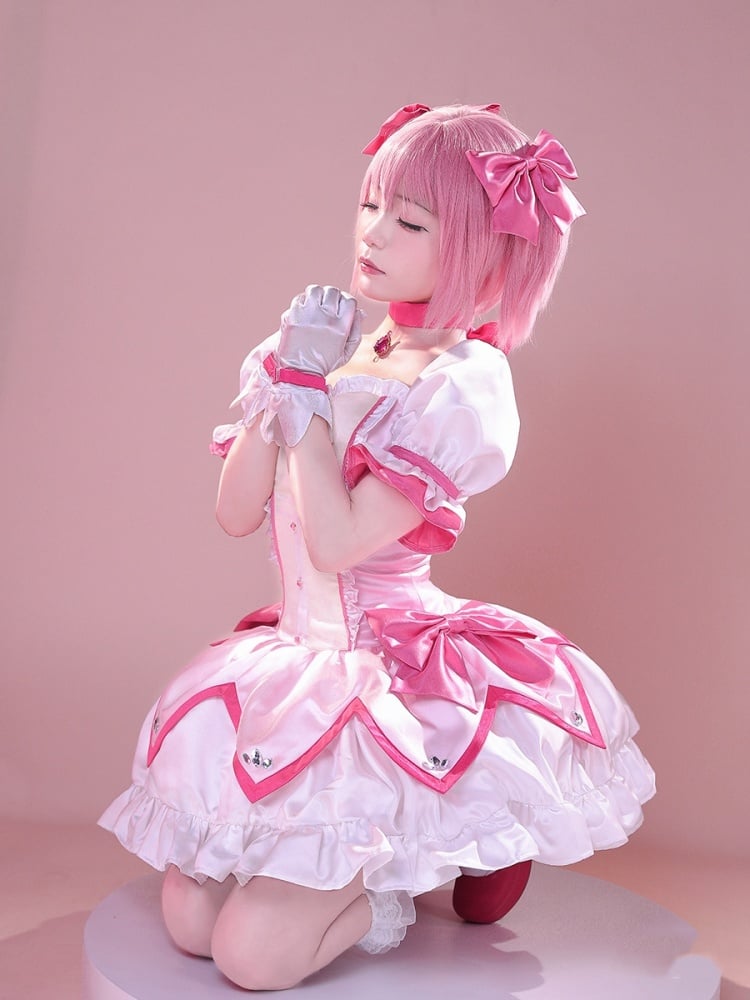 Puella Magi Madoka Magica Kaname Madoka Rosa Kleid Cosplay-Kostüm im Lolita-Stil