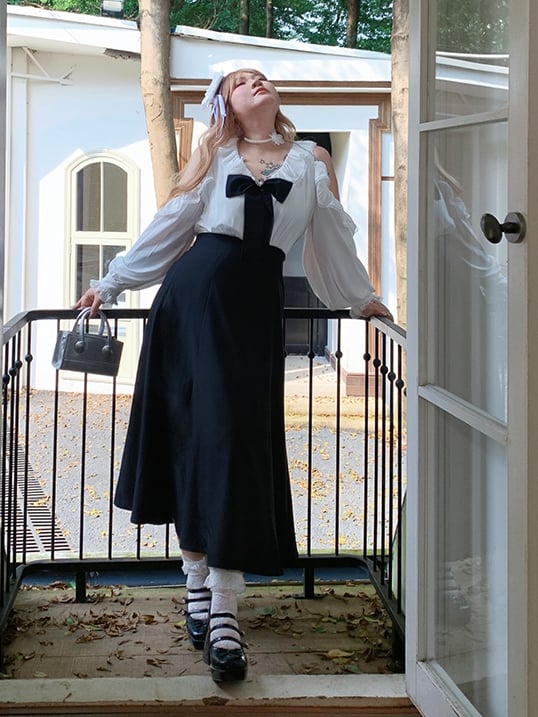 / Bowknot Detachable Shoulder Plus Size Black Waist Dress Cutout with High Pink and