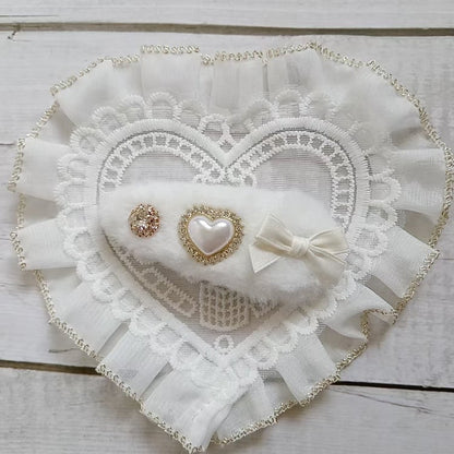 Kei Options Color Heart 5 Plush Rhinestone Hairclips Bow Jirai