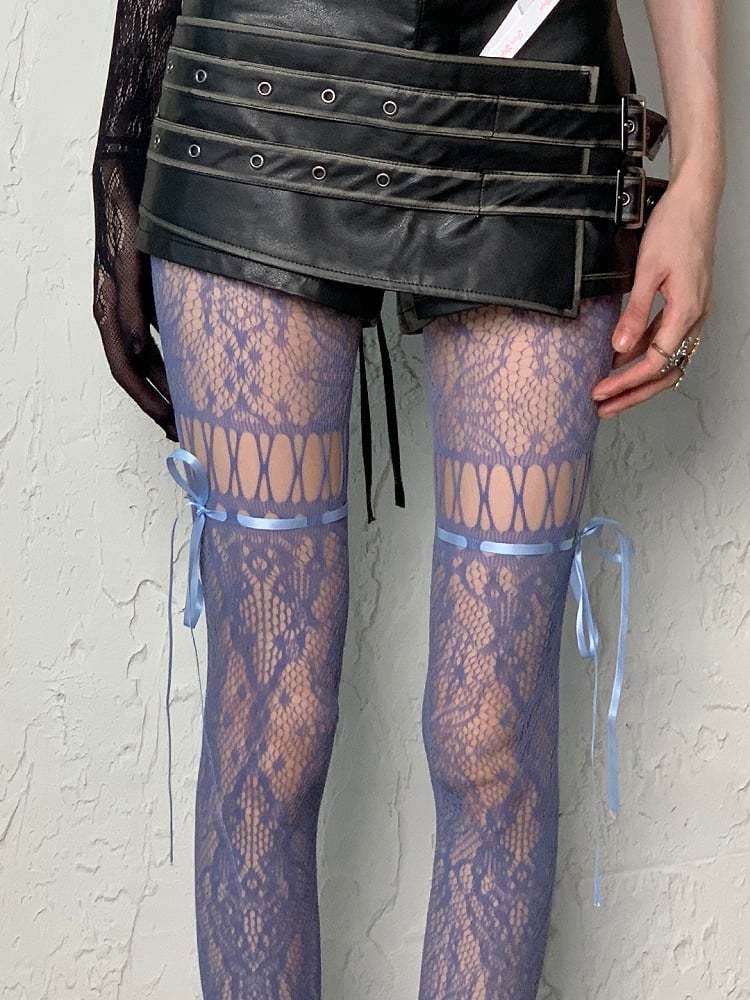 Self-tie Color Design 5 Punk Hollow-out Options Tights Straps