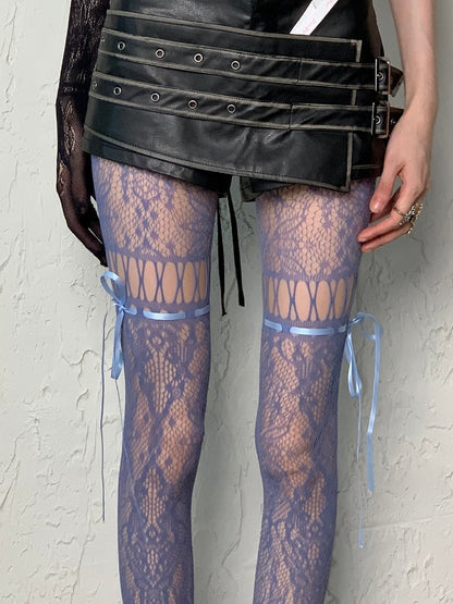 Self-tie Color Design 5 Punk Hollow-out Options Tights Straps