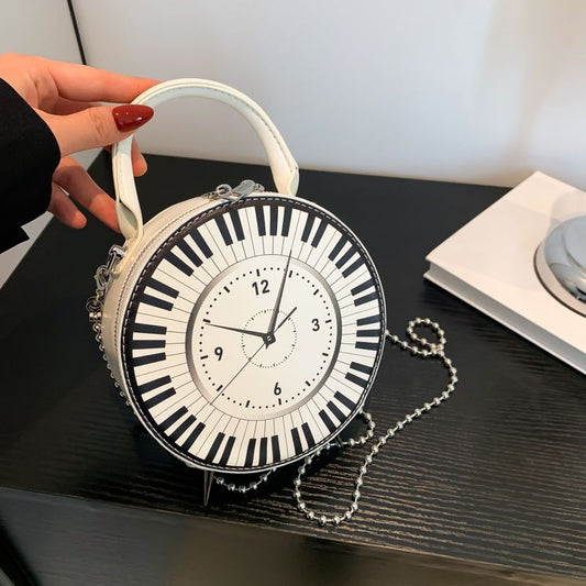 Clock Charm Chain Round Bag – Waterproof Soft Girl Crossbody Shoulder Handbag | LilyVow