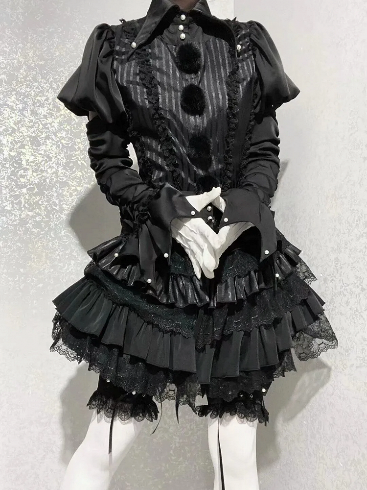 Pointed Clown - Ouji Black Outfit Vibes Collar Lolita Circus