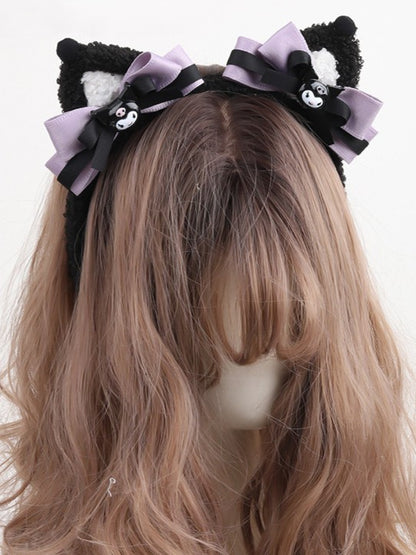 Sweet-edgy Cat Lolita Options Black 2 Ear Purple KC
