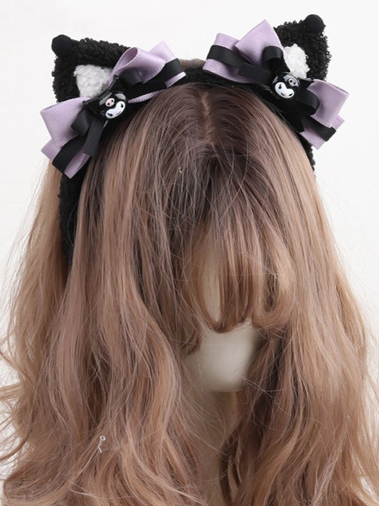 Sweet-edgy Cat Lolita Options Black 2 Ear Purple KC