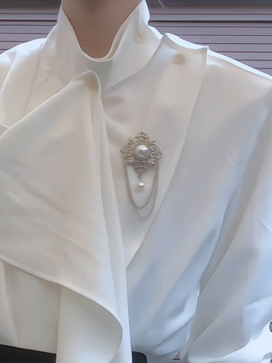 Bead White Charm with Brooch Vintage Chain