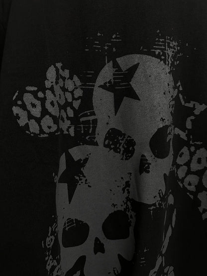 Print with Skeleton White Cross Two-Pieces Top Faux and Black