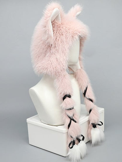 Kitty Hat Plush Self-tie Straps Ear Pink