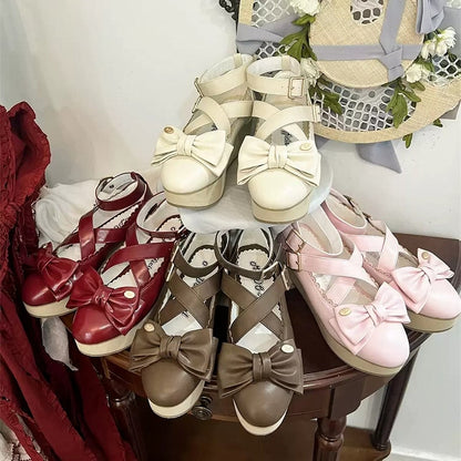 with Leather PU Sweet Pink Platforms Lolita