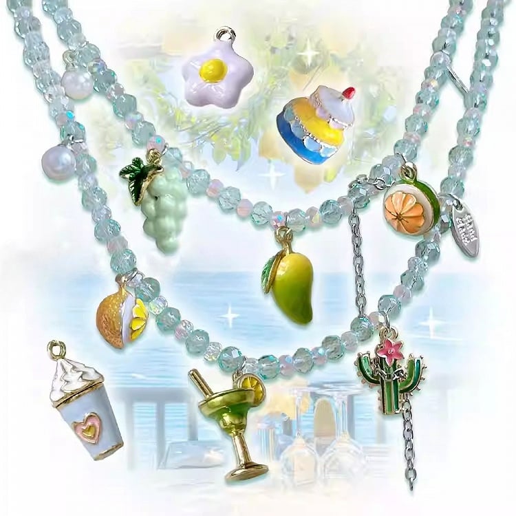 Beaded Necklace Fruit/Cookie 4 Bittersweet Pendant Options