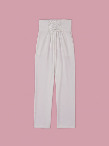 White Corset Belt High-Waist Ouji Lolita Pants - DevilInspired Exclusive Collection