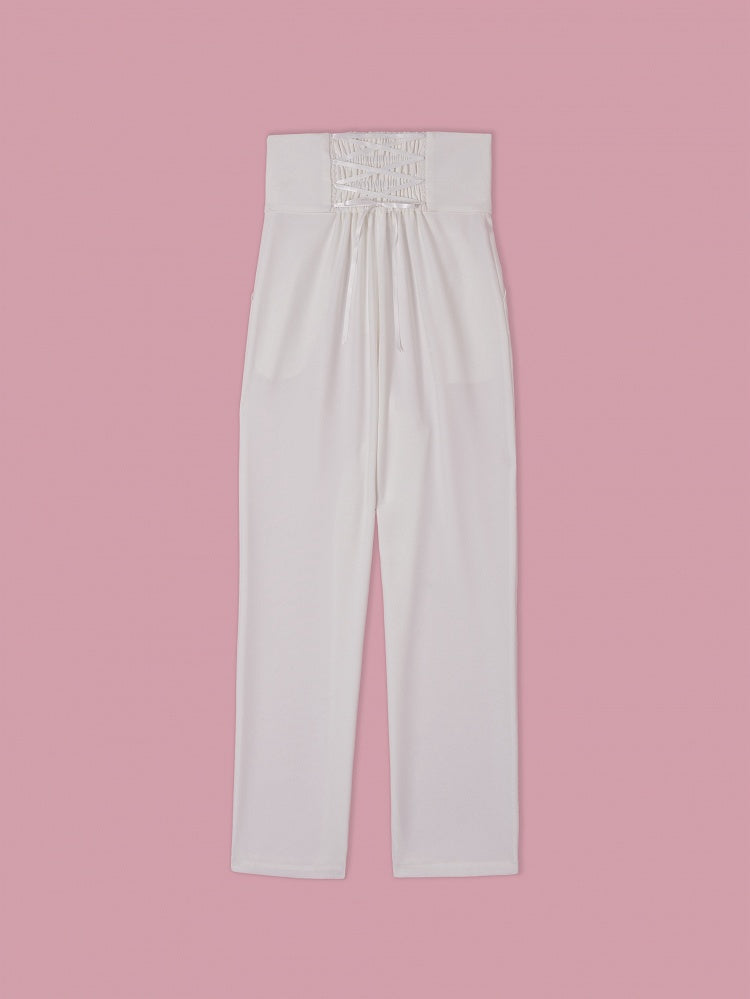 High-Waist Ouji Pants with White Corset Belt - DevilInspired Exclusive Collection