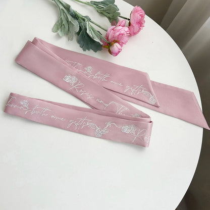 Pink Waist Belt with Rosette Embroidery - With PUJI