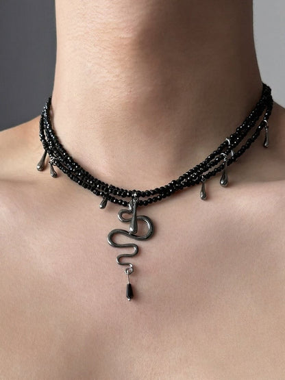 Snake Pendant Layered Beaded Necklace - YSHXS