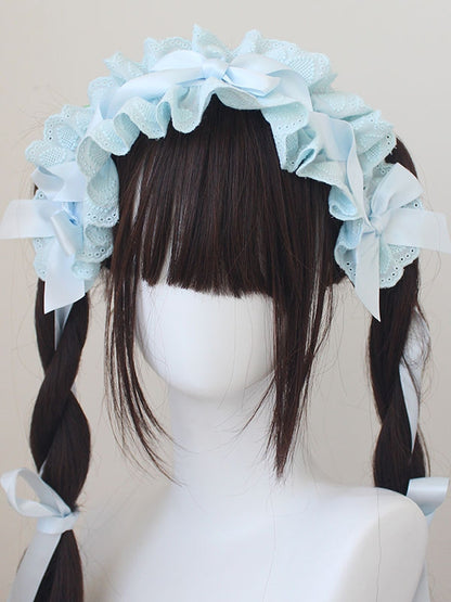 コットンレーストリムの蝶結びディテールハイバンド