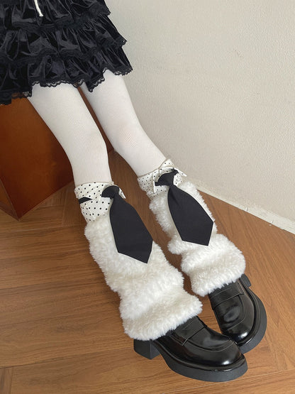 Fur Leg White Faux Plush Warmers