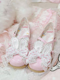 Ohr Crisscross bei PinkWhite Top Muster Bunny Polka-dot Schuhe Design Bow Lolita
