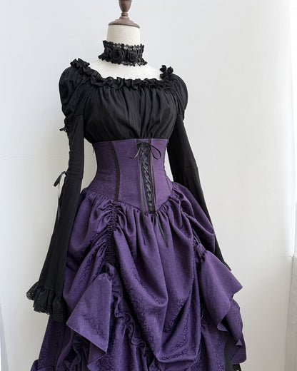 Choker Black Red Blue Dark / Purple Roses