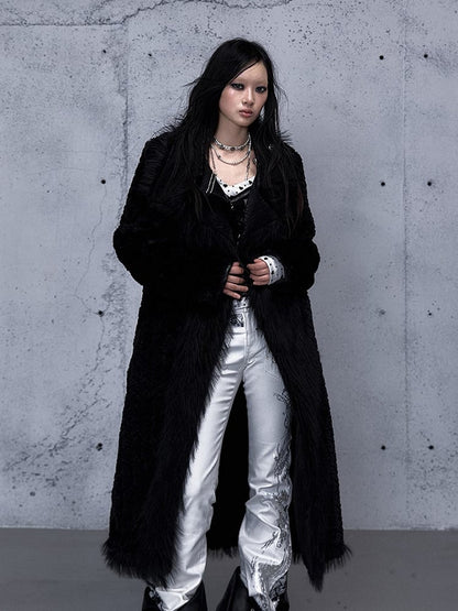 Coat 2-Way Pockets Belt Wasteland Functional Waist with Tie Black Punk
