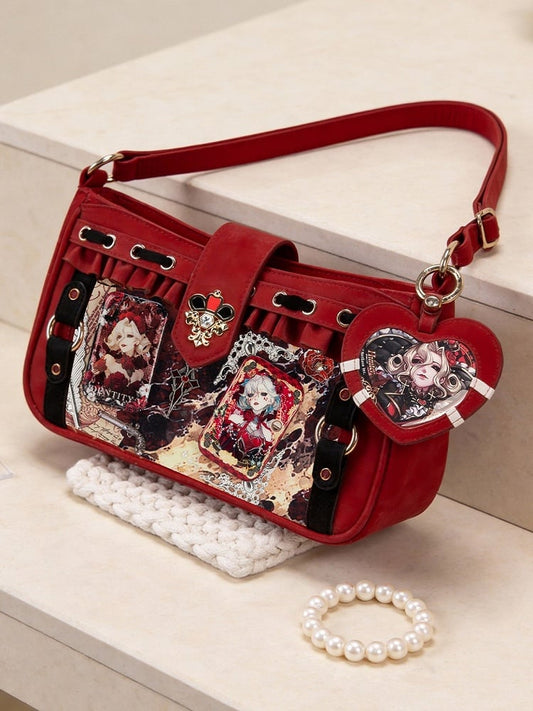 PU Red Ita Bag Heart Crown - thejunco
