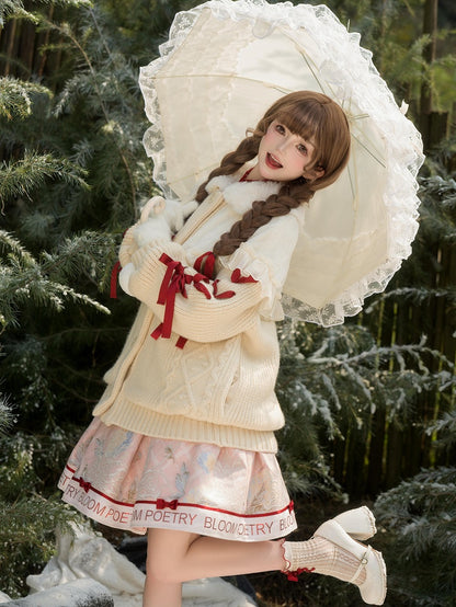 Plüsch-Cardigan, cremefarben, winterweiß, gemütlicher Kragenpullover