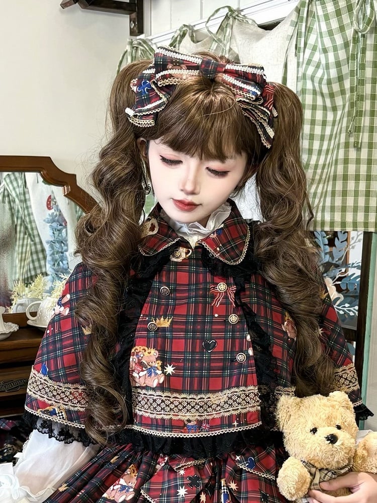 Red Lolita KC Bow Plaid Black