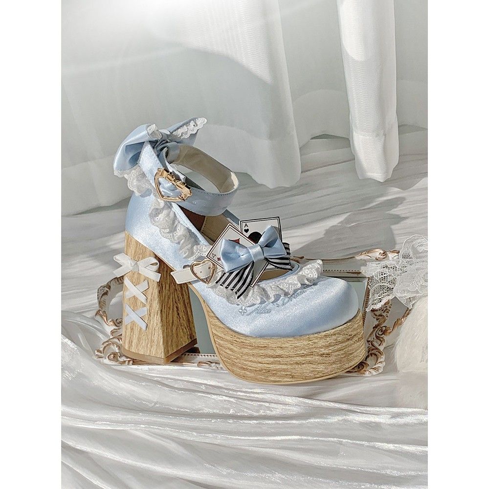 Alice in Wonderland Satin Block-Heel Mary Jane Shoes – Sweet Lolita Style | LilyVow
