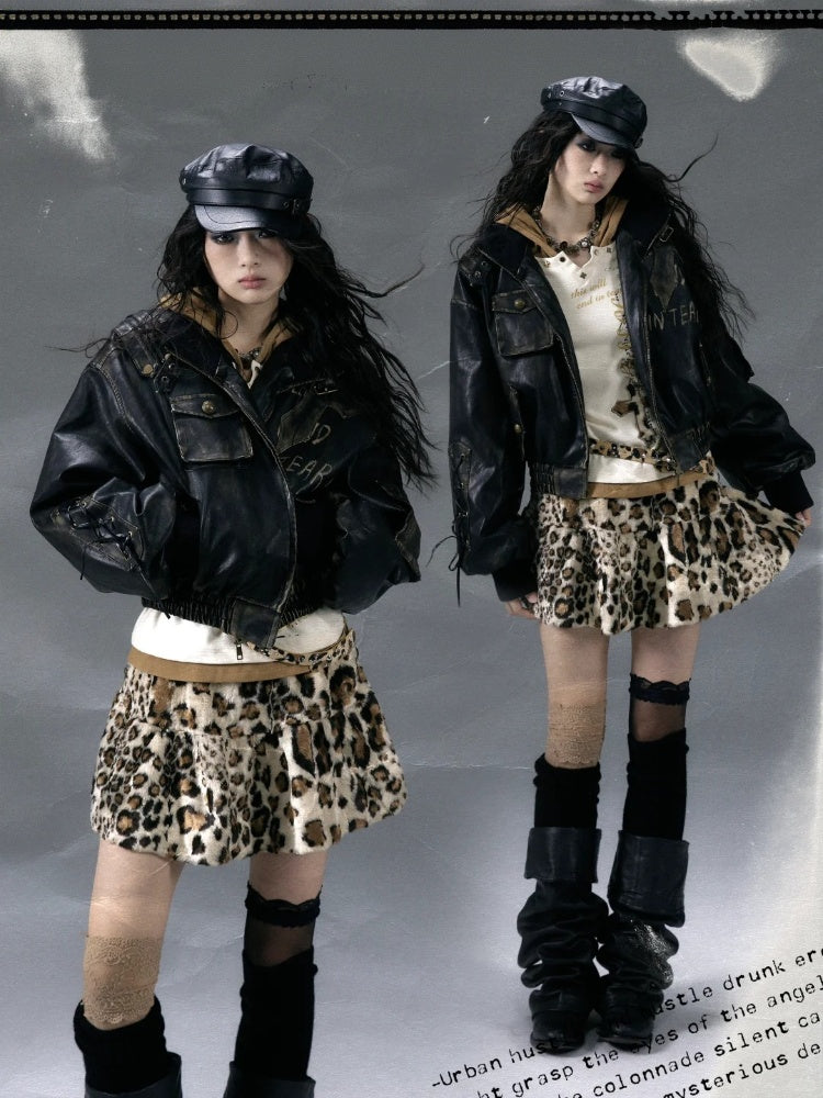 Cross Applique Black Punk Jacket with Lace-up Detail at Sleeve