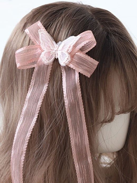 Pink Bow 3 Options Sweet Hairclip Lolita Butterfly